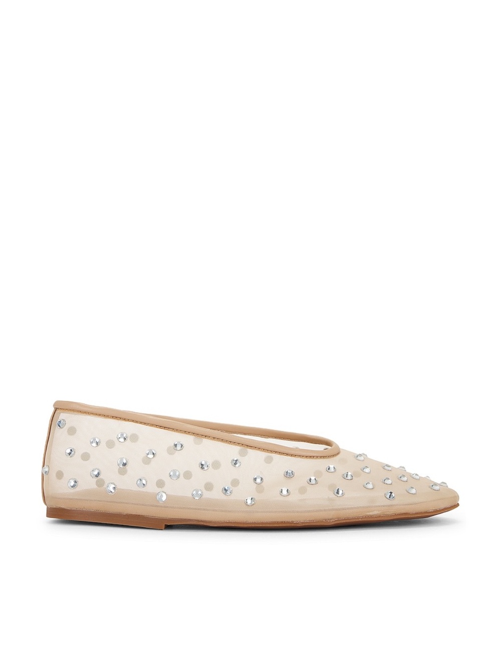 Tony Bianco Nude Crystal-Embellished Mesh Ballet Flats
